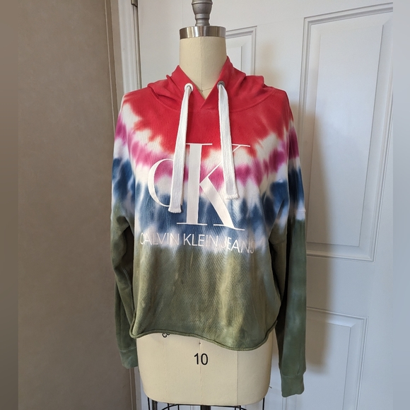 Calvin Klein Jeans Tops - Calvin Klein Jeans Tie-Dye Crop Hoodie